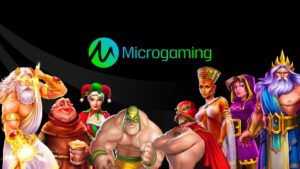 Infografis sejarah Microgaming sebagai pelopor kasino online pertama di dunia.